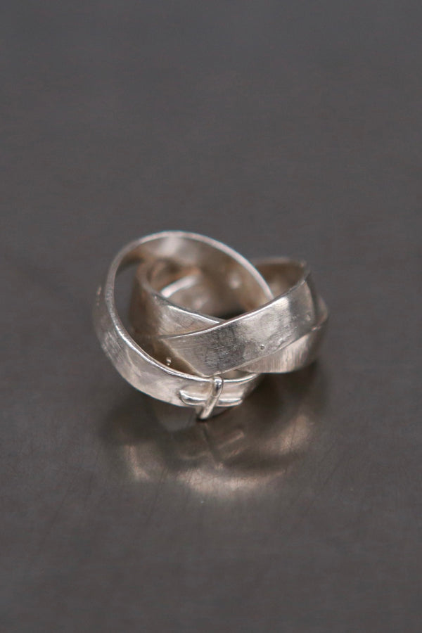 m.a+ Triple Ring with Stitched CROS 925 Silver MA-AG318-AG-YIN